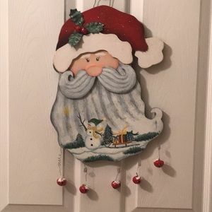 Christmas Holiday wooden hand painted Santa Claus 🎅🏻 hanging sign.  So cute!❤️
